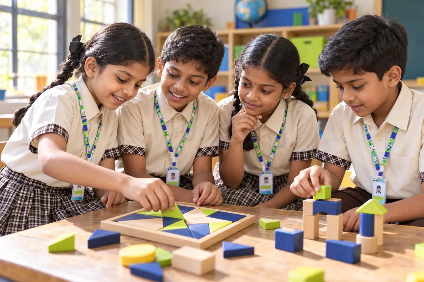 Students solving a puzzle together